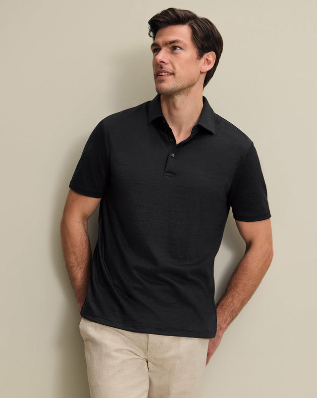 Linen Polo - Black