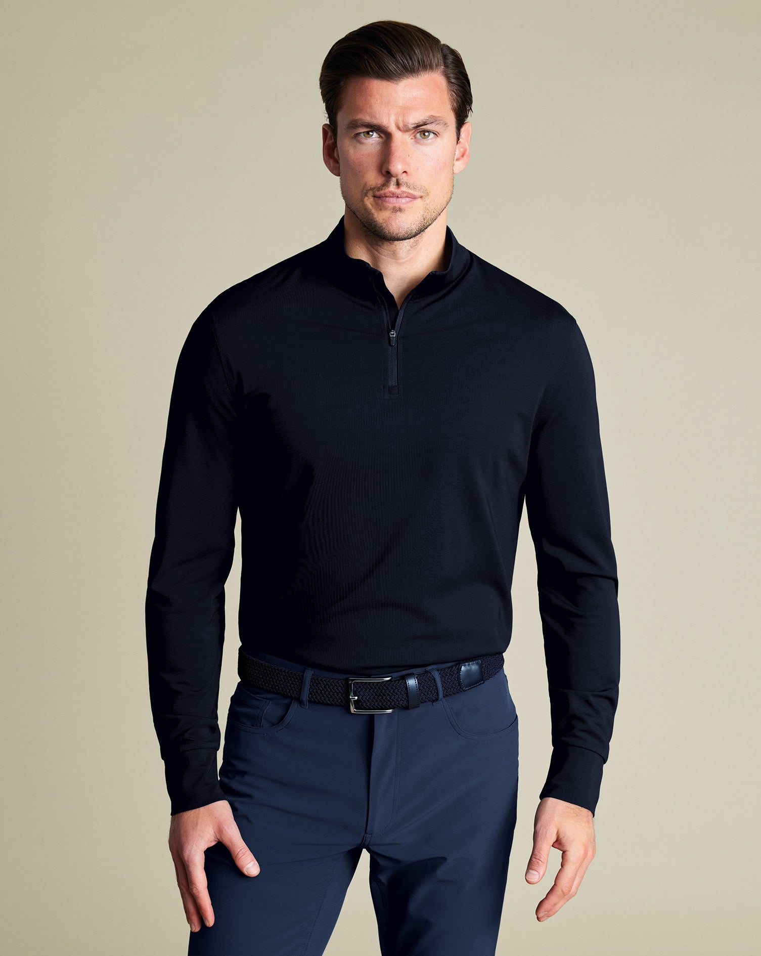 Performance Zip Neck Top - Navy