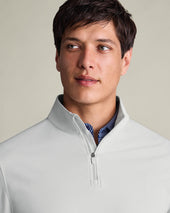 Performance Zip Neck Polo Gray