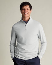 Performance Zip Neck Polo - Silver Gray