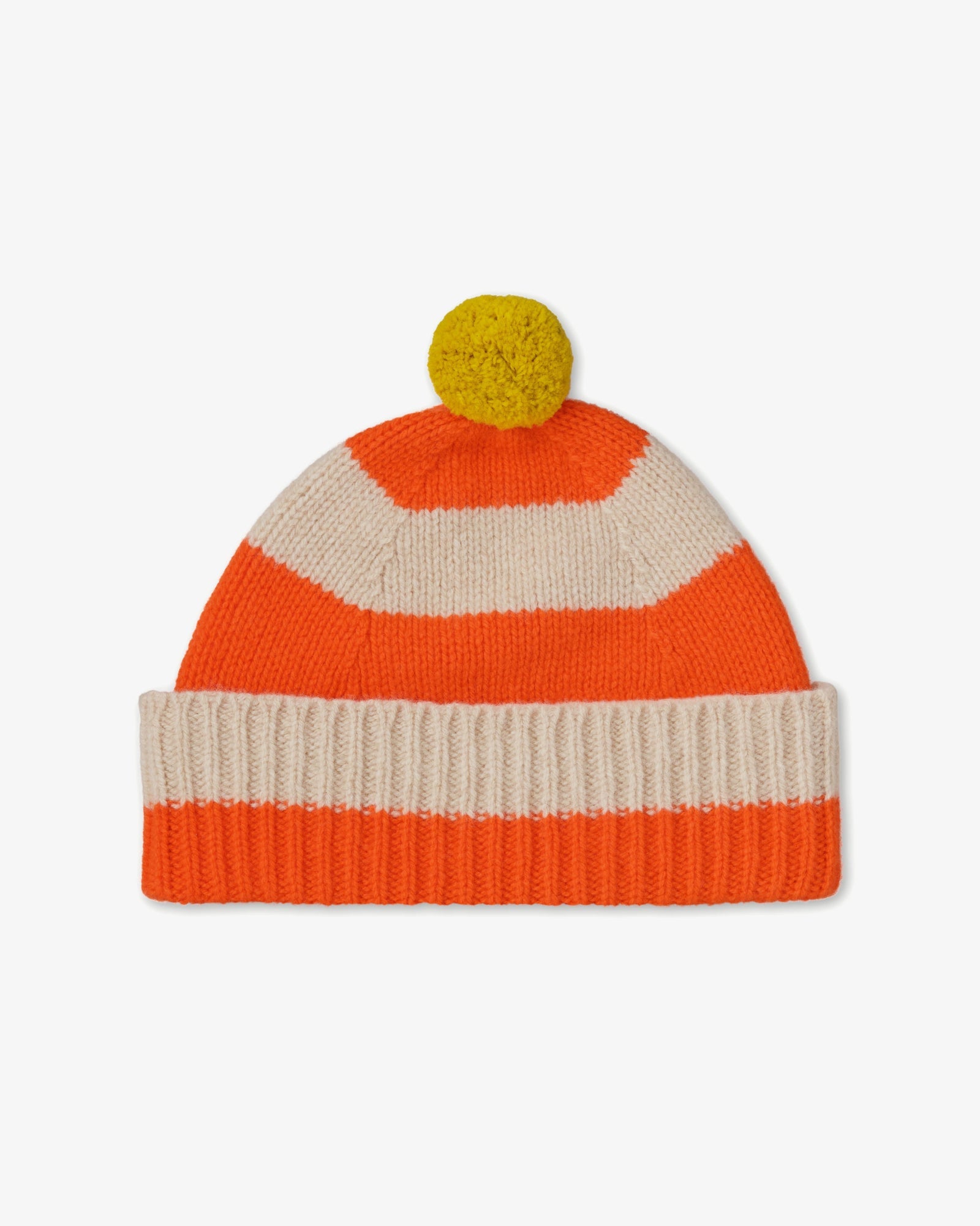 JG Stripe Pompom Hat Orange Gloss/Oatmeal