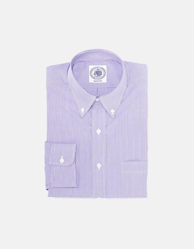 Made In Usa Purple Slim Stripe Broadcloth Shirt