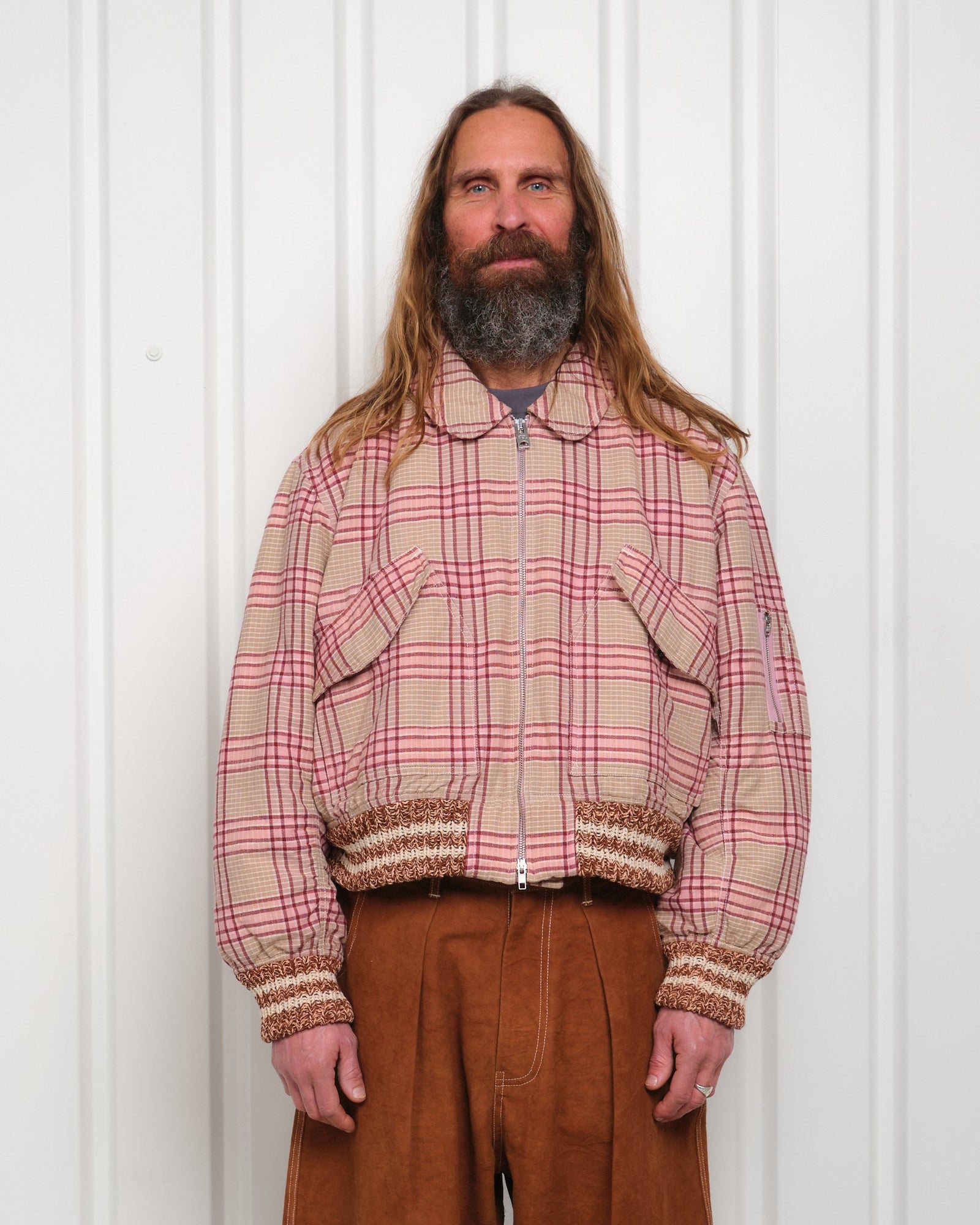 Grain Bomber Flora Check Handloom