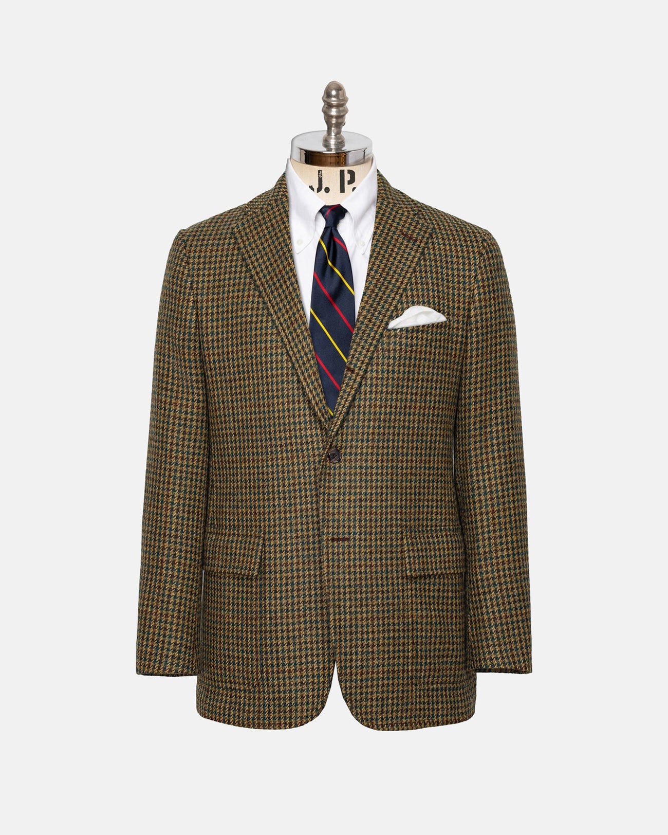 Made In Usa Magee Donegal Mist Olive Blue Houndstooth Sport Coat