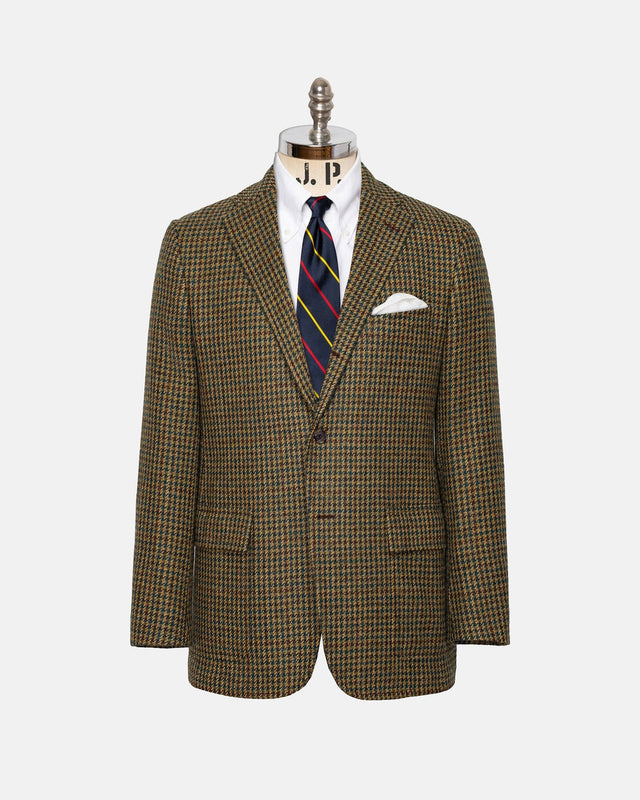 Made In Usa Magee Donegal Mist Olive Blue Houndstooth Sport Coat