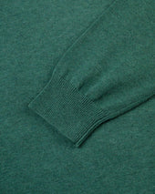 Green Cotton Cashmere V Neck Sweater