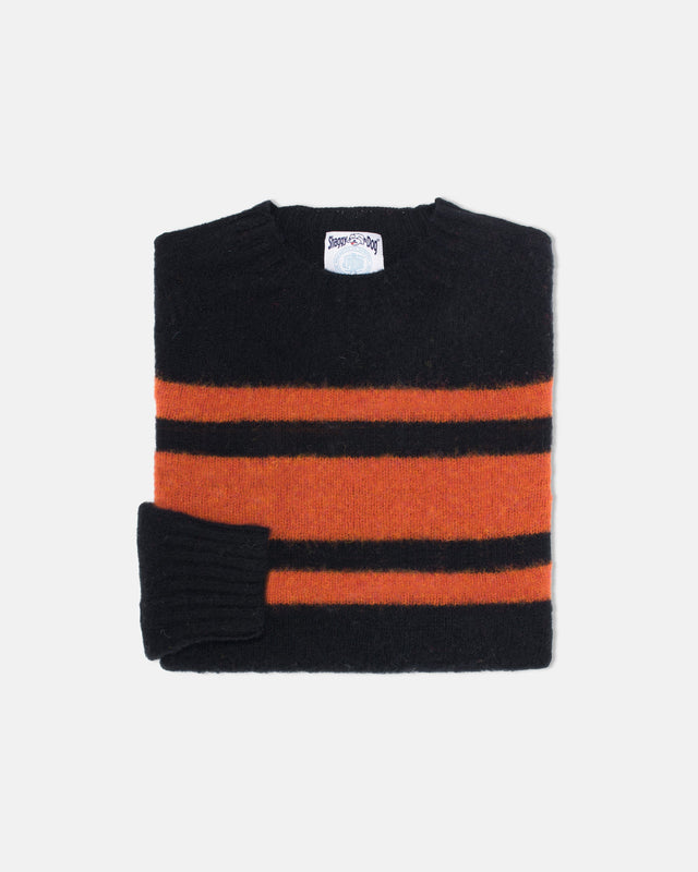 Made In Scotland Chest Stripe Shaggy Dog Sweater Trim Fit