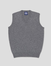 Grey Lambswool V Neck Sweater Vest