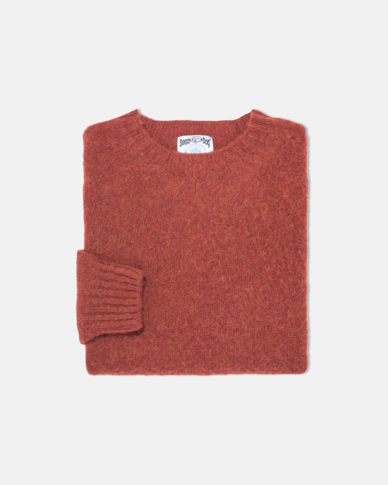 Made In Scotland Dark Red Shaggy Dog Sweater Trim Fit