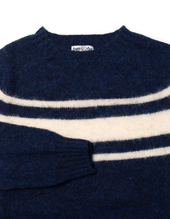Made In Scotland Blue Chest Stripe Shaggy Dog Sweater Trim Fit
