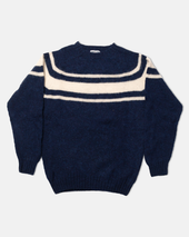 Made In Scotland Blue Chest Stripe Shaggy Dog Sweater Trim Fit