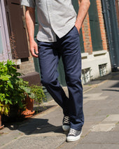 9oz Mercerised Selvedge Cotton Relaxed Tapered Cut Chinos - Navy