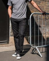 9oz Mercerised Selvedge Cotton Relaxed Tapered Cut Chinos - Black
