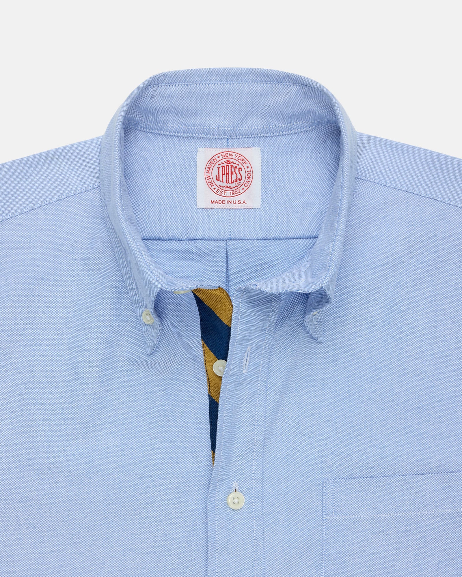 Made In Usa With Guard Stripe Placket Oxford Cloth Sport Shirt Regular Fit