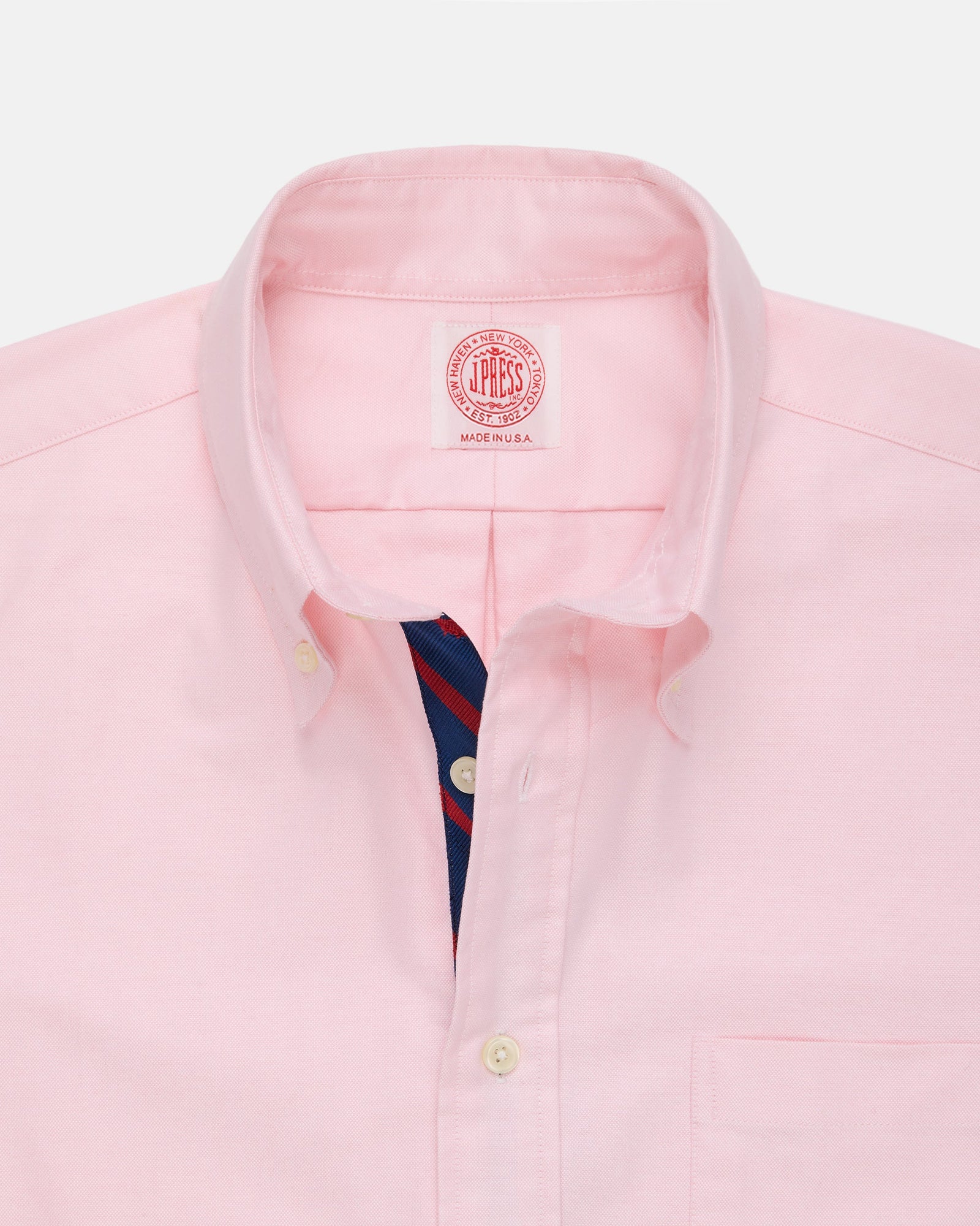 Made In Usa Pink With Bar Stripe Placket Oxford Cloth Sport Shirt Regular Fit