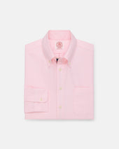 Made In Usa Pink With Bar Stripe Placket Oxford Cloth Sport Shirt Regular Fit