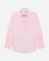 Made In Usa Pink With Bar Stripe Placket Oxford Cloth Sport Shirt Regular Fit
