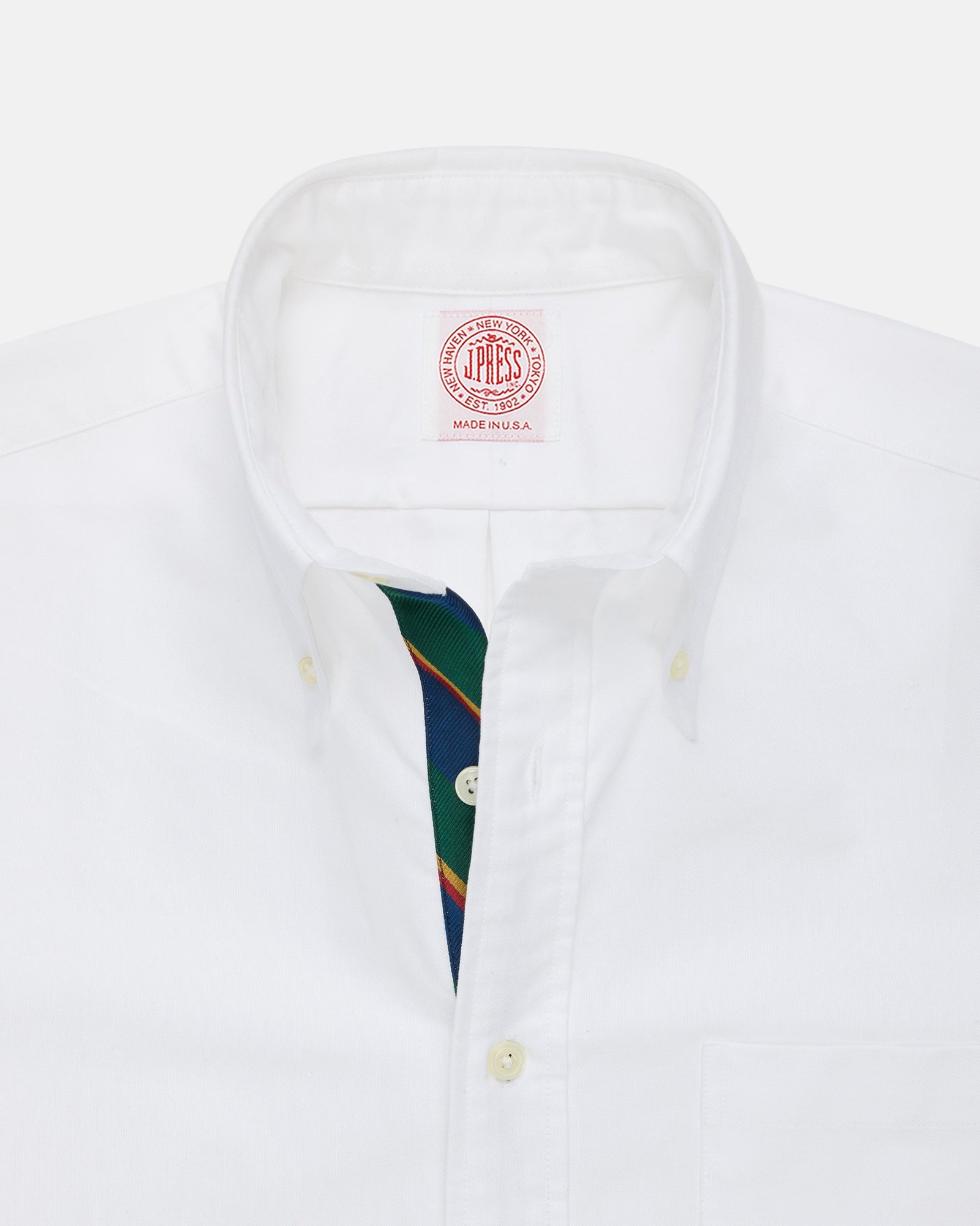 Made In Usa With Regimental Stripe Placket Oxford Cloth Sport Shirt Regular Fit
