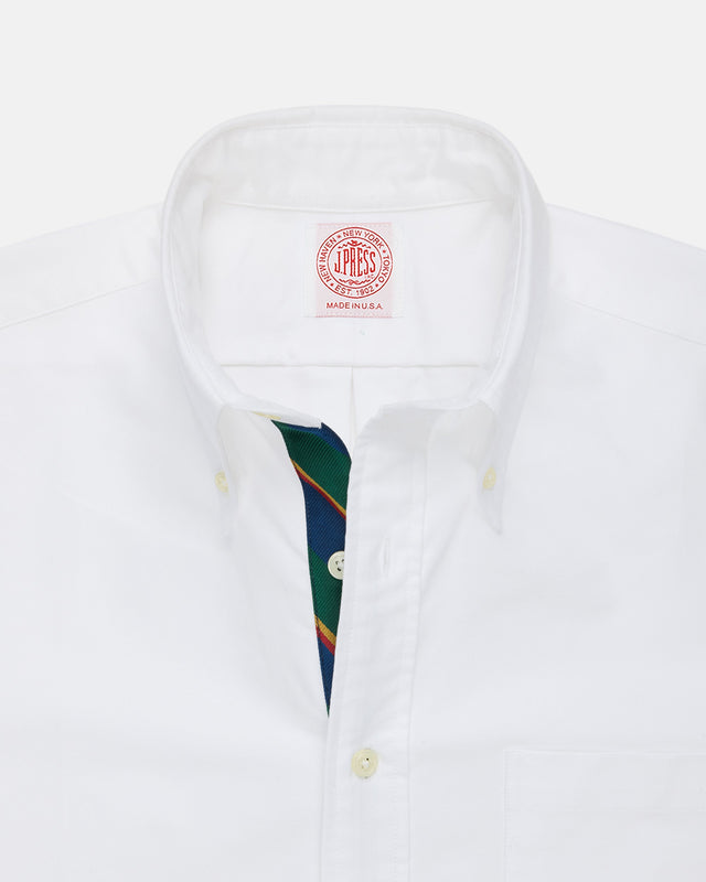 Made In Usa With Regimental Stripe Placket Oxford Cloth Sport Shirt Regular Fit