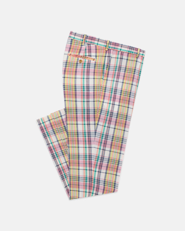 Made In Usa Peach Yellow Pastel Authentic Madras Trouser