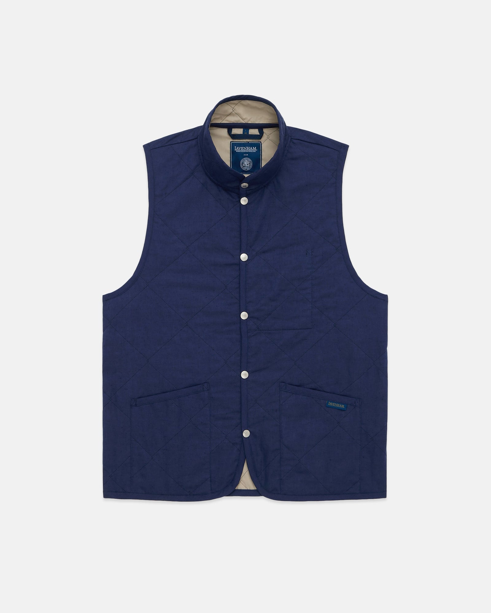 Made In England Lavenham Mickfield Linen Cotton Quilted Gilet