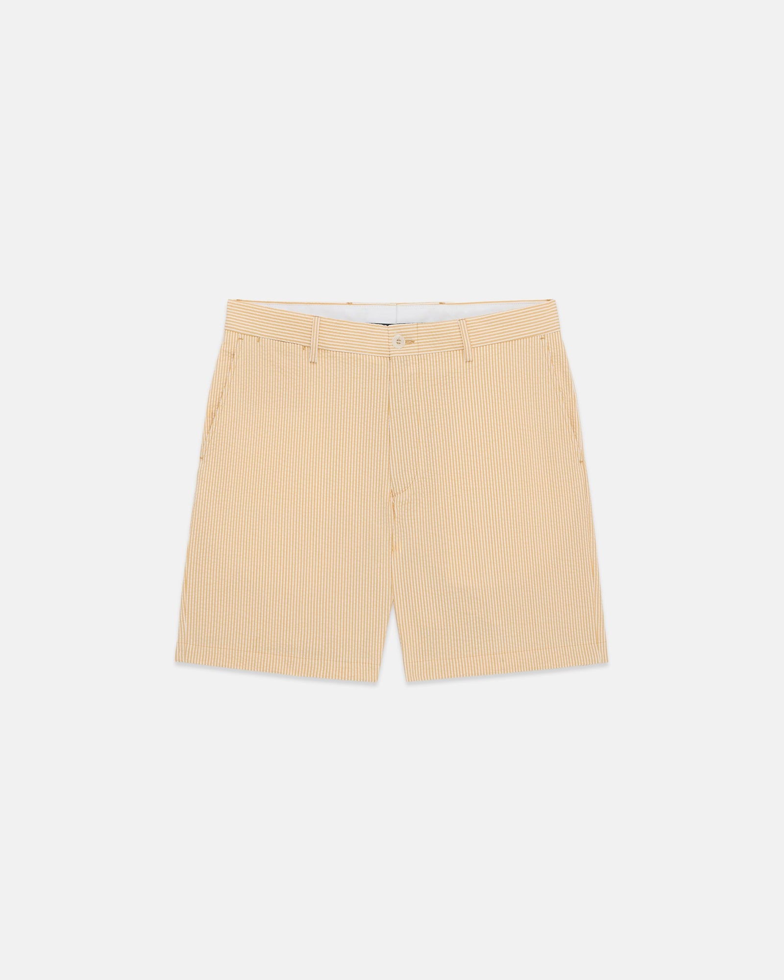 Gold Cotton Seersucker Shorts