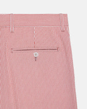 Red Cotton Seersucker Shorts