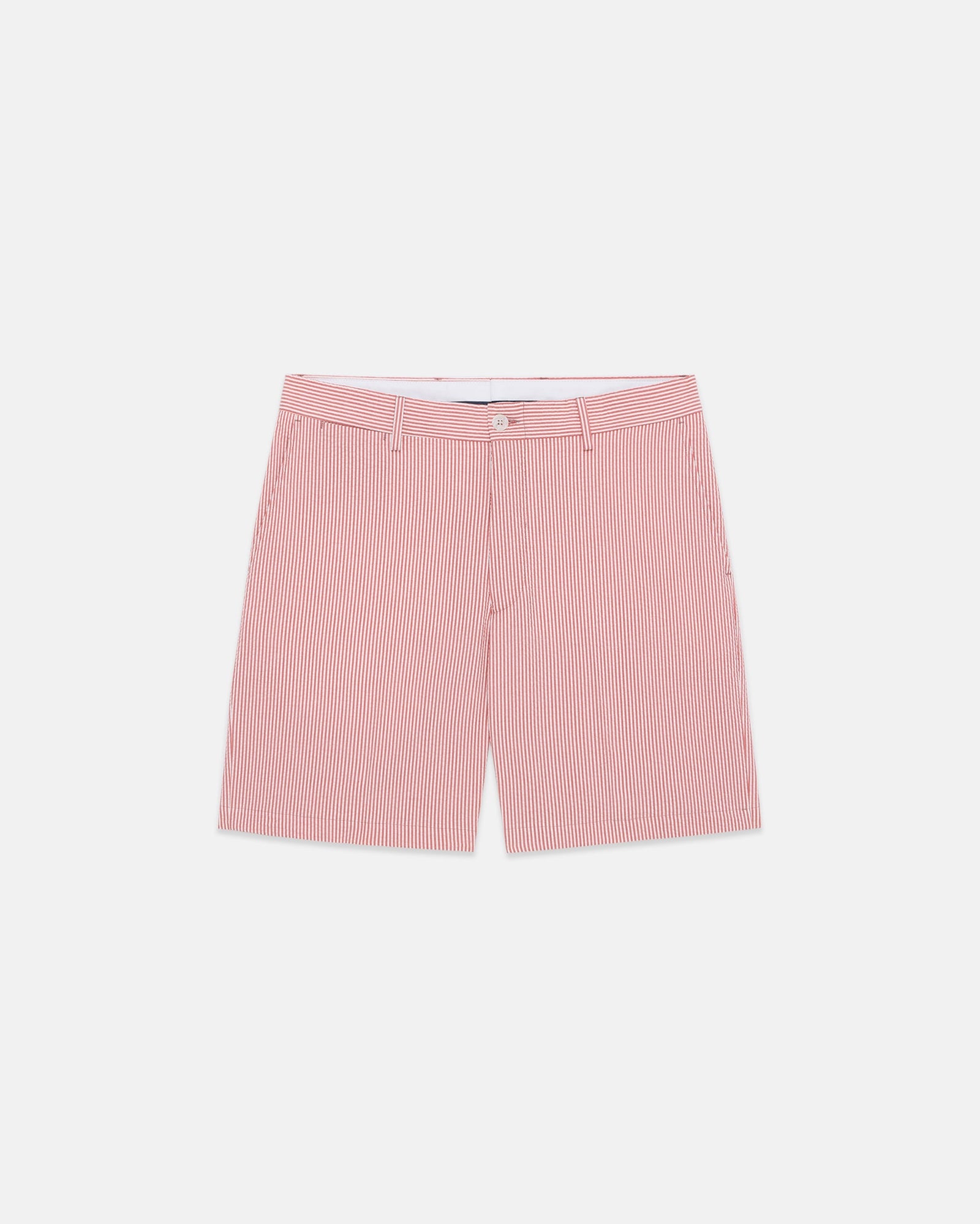 Red Cotton Seersucker Shorts