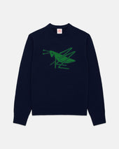 Grasshopper Club Intarsia Knit Cotton Sweater