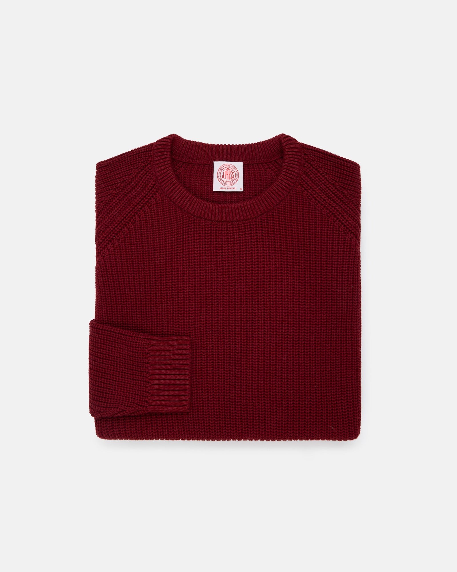 Red Shaker Knit Cotton Crew Neck Sweater