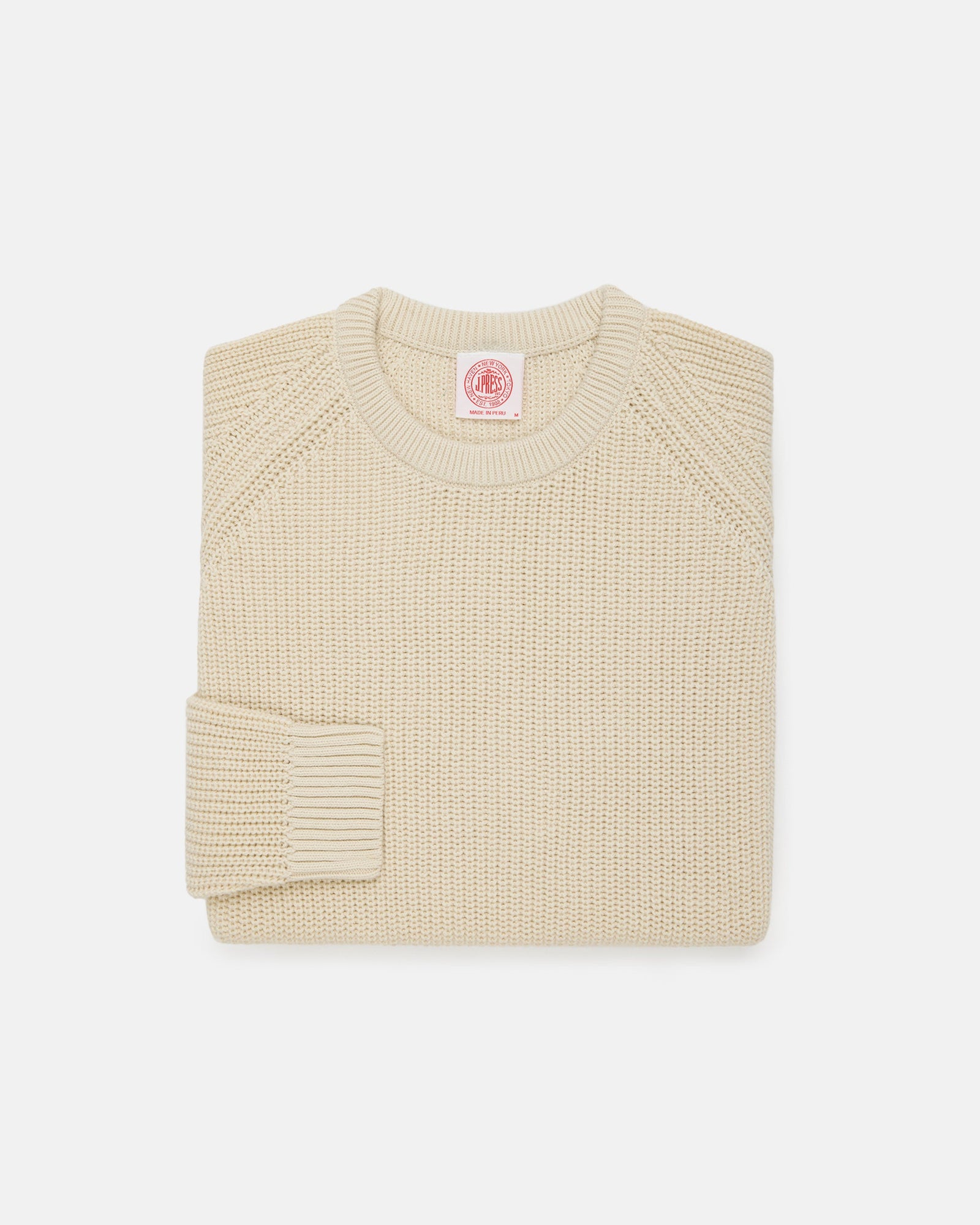 Natural Shaker Knit Cotton Crew Neck Sweater