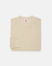 Natural Shaker Knit Cotton Crew Neck Sweater