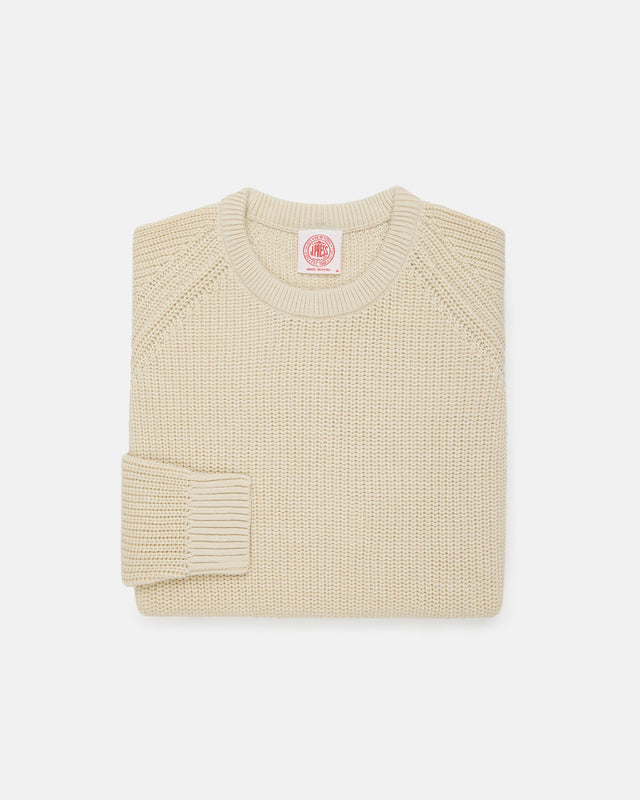 Natural Shaker Knit Cotton Crew Neck Sweater
