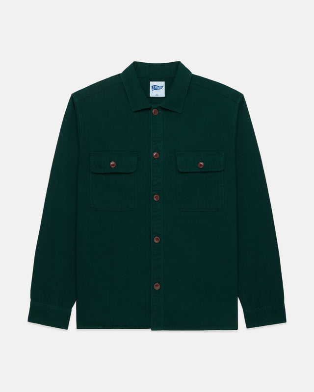 Dark Cotton Canvas Overshirt Trim Fit