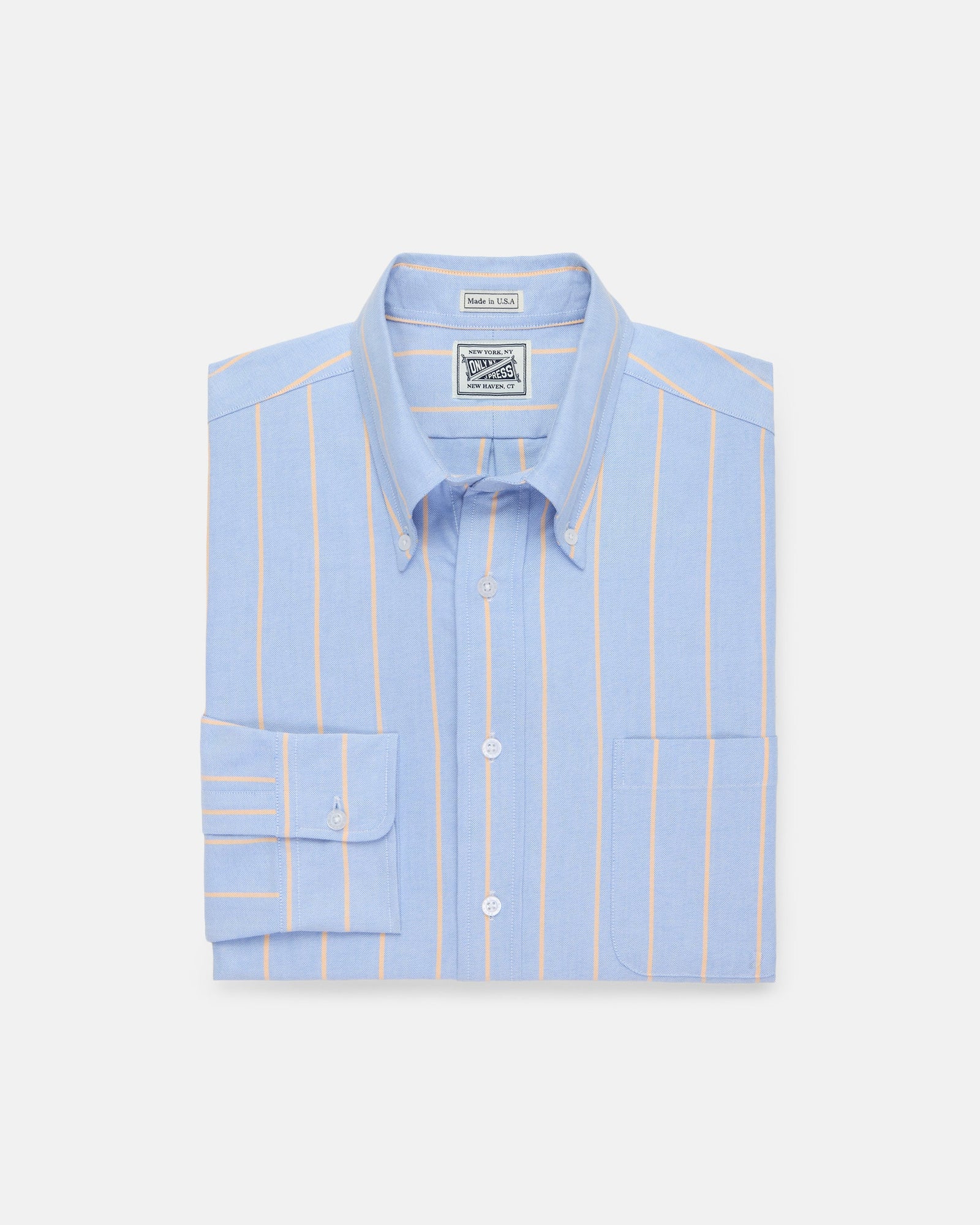 J Press X Only Ny Made In Usa Orange Stripe Oxford Cloth Sport Shirt