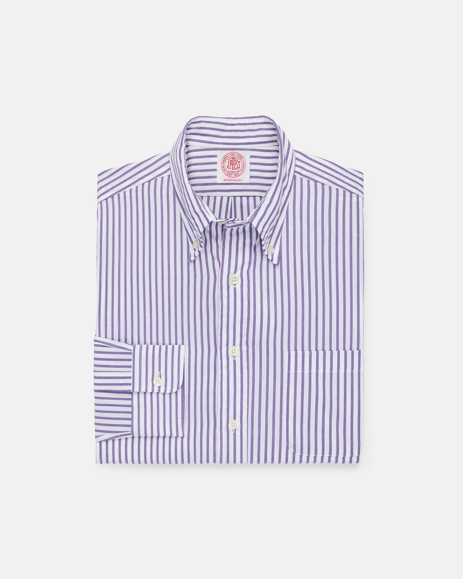 Made In Usa Purple Butcher Stripe Button Down Shirt Classic Fit