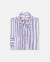 Made In Usa Purple Butcher Stripe Button Down Shirt Classic Fit