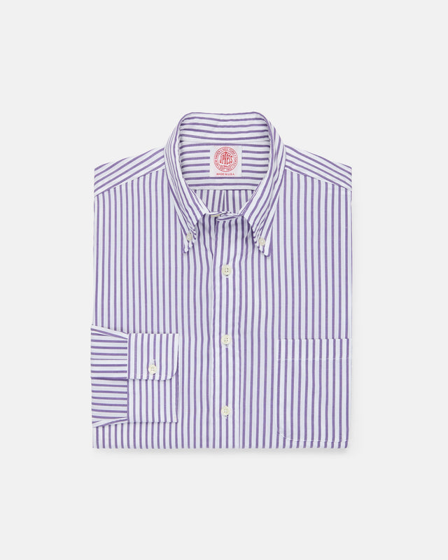 Made In Usa Purple Butcher Stripe Button Down Shirt Classic Fit