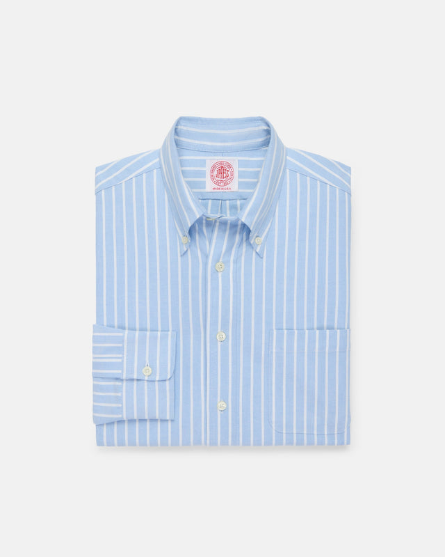 Made In Usa White Stripe Oxford Cloth Sport Shirt Classic Fit
