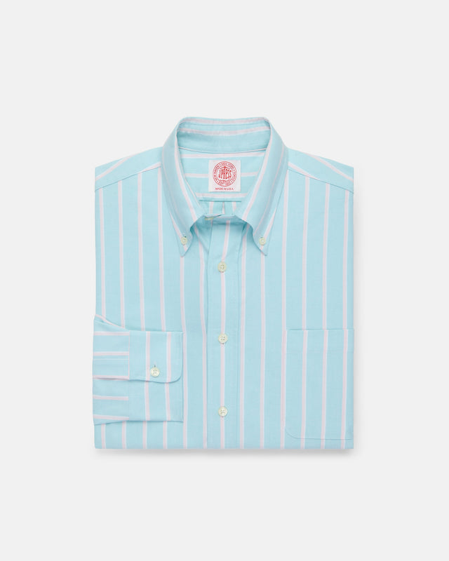Made In Usa Pink Stripe Oxford Cloth Sport Shirt Classic Fit