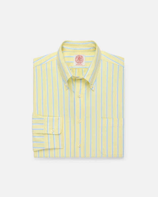 Made In Usa Blue White Stripe Oxford Cloth Sport Shirt Classic Fit