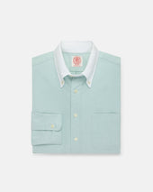 Made In Usa Green Contrast Collar Oxford Cloth Sport Shirt Regular Fit