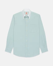 Made In Usa Green Contrast Collar Oxford Cloth Sport Shirt Regular Fit