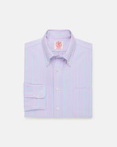Made In Usa Purple With Green Stripe Oxford Cloth Sport Shirt Classic Fit