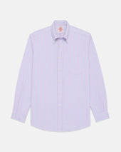 Made In Usa Purple With Green Stripe Oxford Cloth Sport Shirt Classic Fit