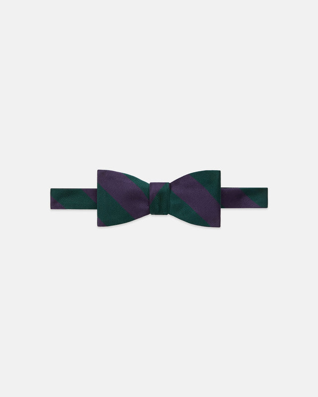 Made In Usa Green Purple Guard Stripe Repp Bow Tie