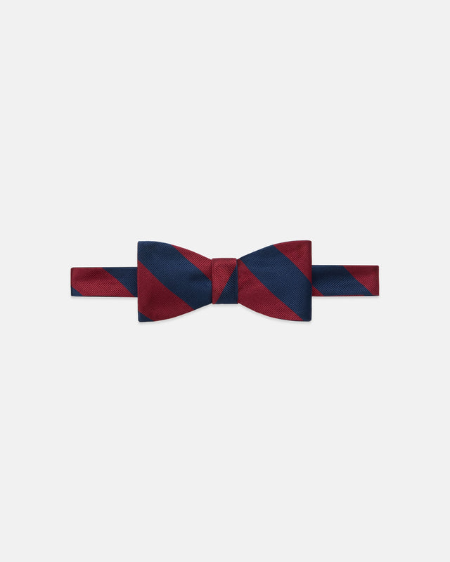 Made In Usa Dark Red Guard Stripe Repp Bow Tie