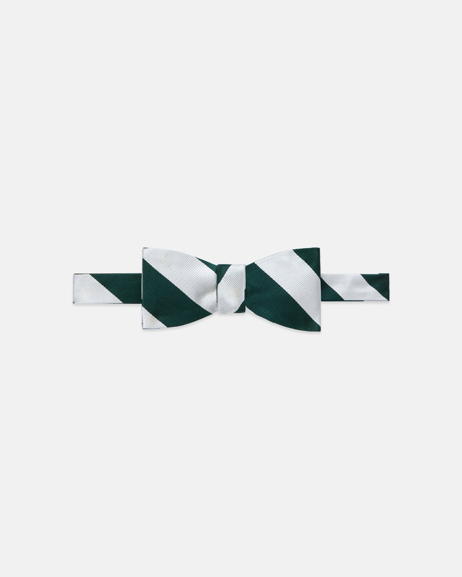 Made In Usa Green White Guard Stripe Repp Bow Tie