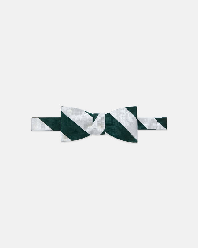 Made In Usa Green White Guard Stripe Repp Bow Tie