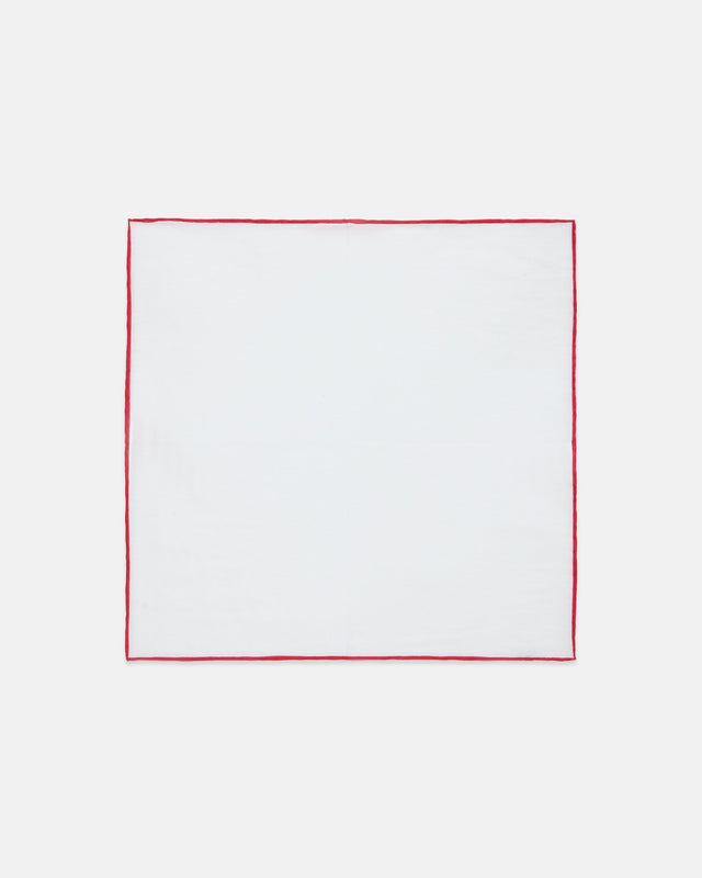 Made In Italy With Red Edge Linen Pocket Square